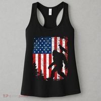 Bigfoot 4th of July Bald Eagle American USA Flag Patriotic Women's Tank Top thumb 3