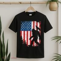 Bigfoot 4th of July Bald Eagle American USA Flag Patriotic T-Shirt thumb 2