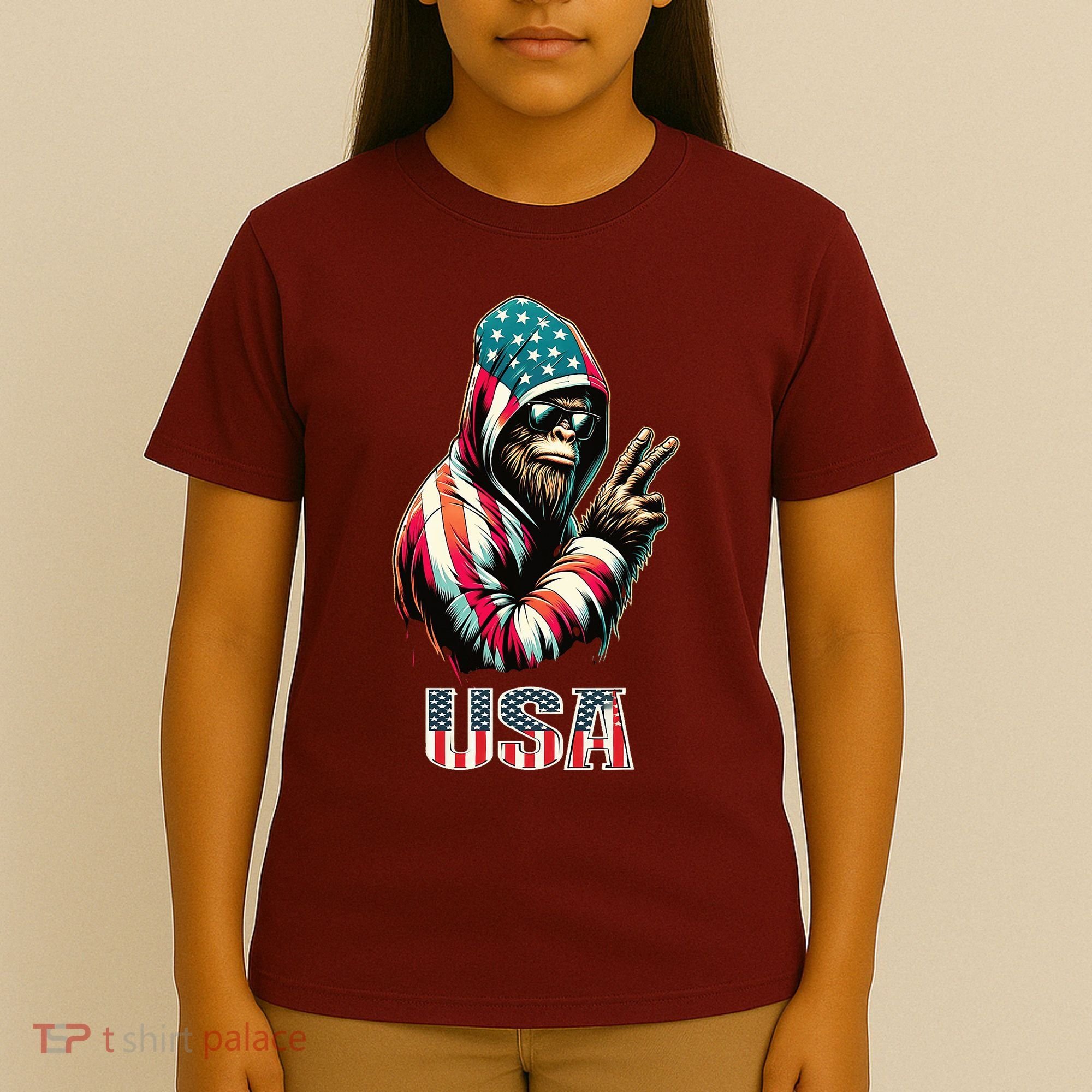 Bigfoot 4th Of July Usa Patriotic Sasquatch T-Shirt