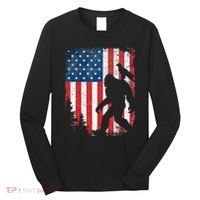 Bigfoot 4th Of July Bald Eagle American USA Flag Patriotic Long Sleeve Shirt thumb 0