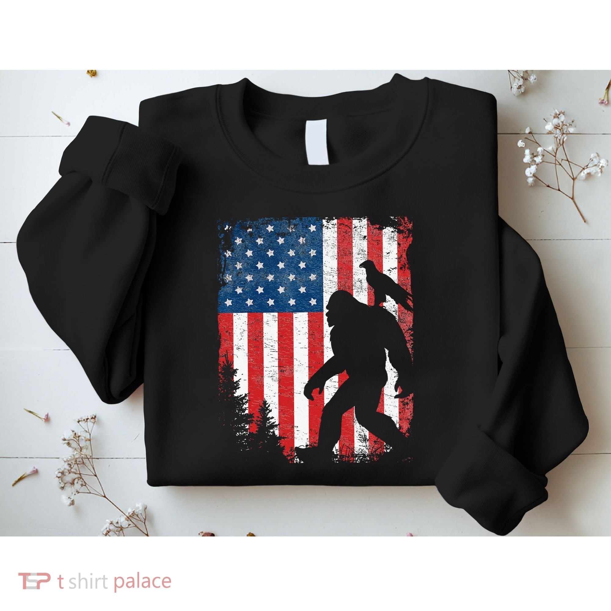 Bigfoot 4th Of July Bald Eagle American USA Flag Patriotic Sweatshirt