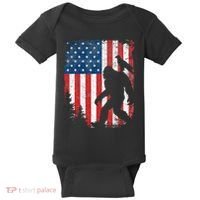 Bigfoot 4th Of July Bald Eagle American USA Flag Patriotic Baby Bodysuit thumb 0