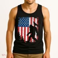 Bigfoot 4th Of July Bald Eagle American USA Flag Patriotic Tank Top thumb 3