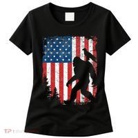 Bigfoot 4th Of July Bald Eagle American USA Flag Patriotic Women's T-Shirt thumb 0