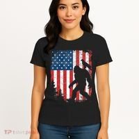 Bigfoot 4th Of July Bald Eagle American USA Flag Patriotic Women's T-Shirt thumb 4