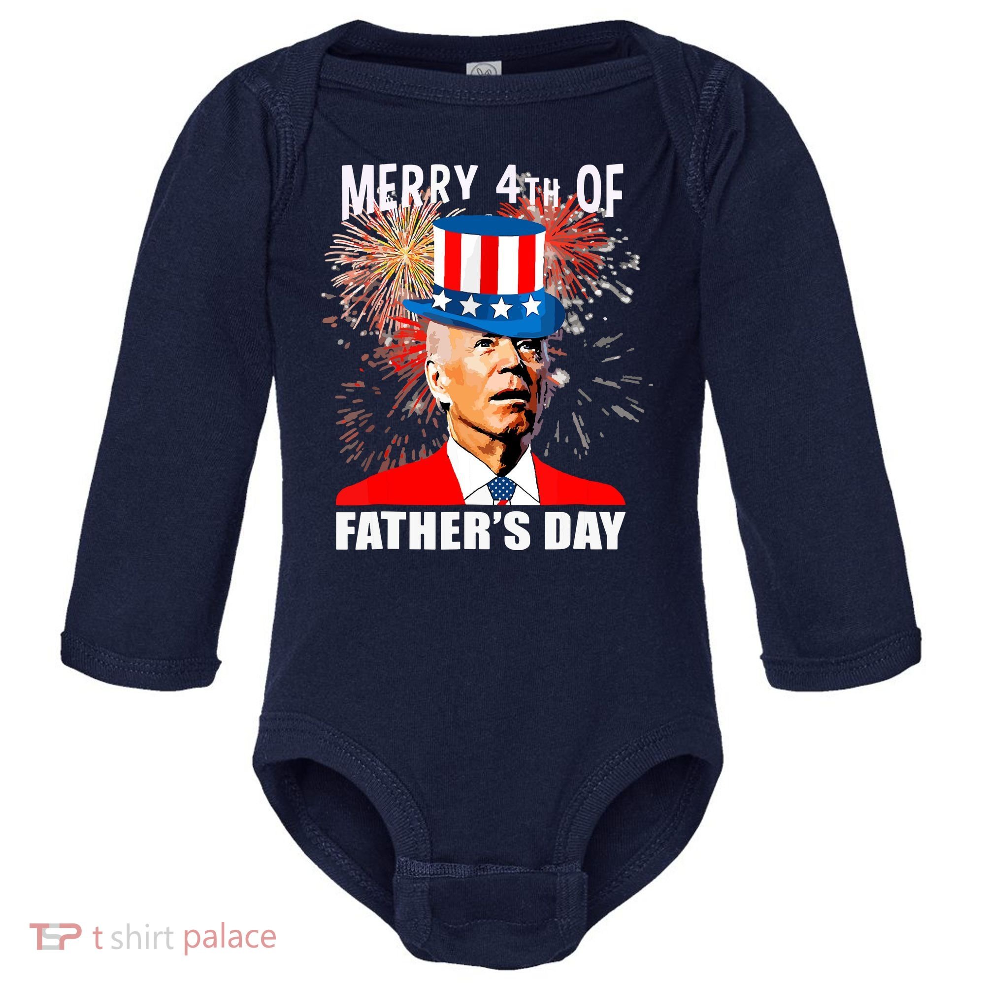 Biden 4th Of July Joe Biden Happy Father's Day Funny Baby Long Sleeve Bodysuit