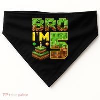 Boy 5th Birthday Boy Bro I’M 5 Year Old Gamer Pixel USA-Made Doggie Bandana thumb 0