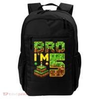 Boy 5th Birthday Boy Bro I’M 5 Year Old Gamer Pixel Backpack thumb 0