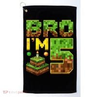 Boy 5th Birthday Boy Bro I’M 5 Year Old Gamer Pixel Golf Towel thumb 0