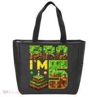Boy 5th Birthday Boy Bro I’M 5 Year Old Gamer Pixel Tote Bag thumb 0