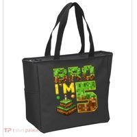 Boy 5th Birthday Boy Bro I’M 5 Year Old Gamer Pixel Tote Bag thumb 2