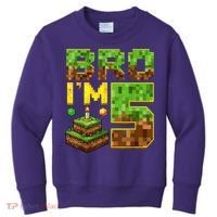 Boy 5th Birthday Boy Bro I’M 5 Year Old Gamer Pixel Kids Sweatshirt thumb 0