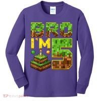 Boy 5th Birthday Boy Bro I’M 5 Year Old Gamer Pixel Kids Long Sleeve Shirt thumb 0