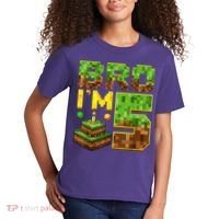 Boy 5th Birthday Boy Bro I’M 5 Year Old Gamer Pixel Kids T-Shirt thumb 2
