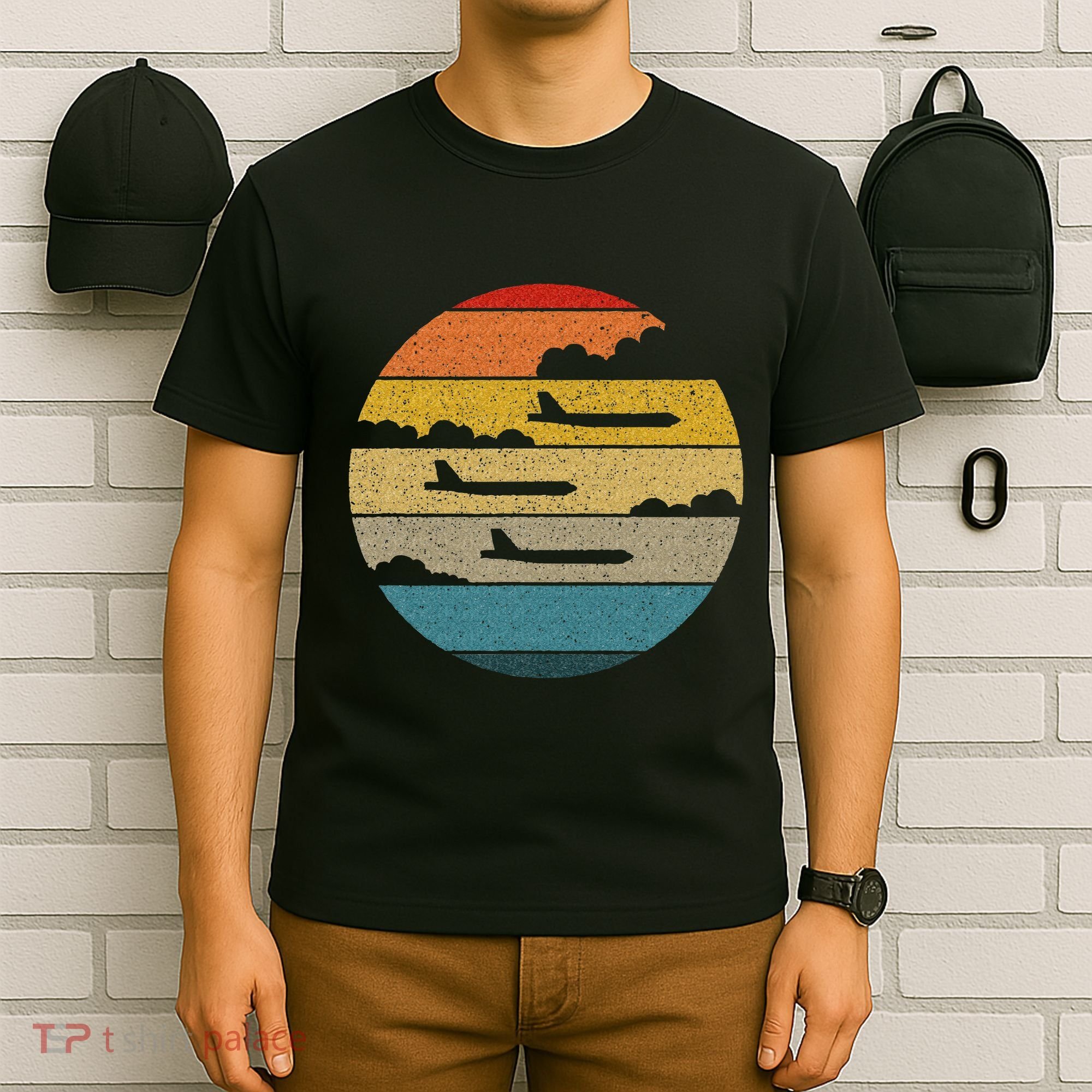 B 52 Stratofortress Silhouette Retro Sunset Airplane B52 T-Shirt