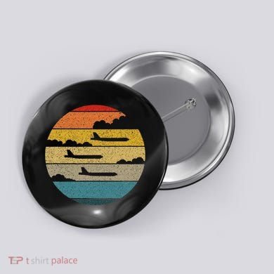 B 52 Stratofortress Silhouette Retro Sunset Airplane B52 Button