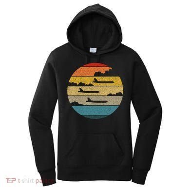B 52 Stratofortress Silhouette Retro Sunset Airplane B52 Women's Hoodie