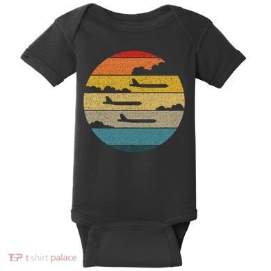 B 52 Stratofortress Silhouette Retro Sunset Airplane B52 Baby Bodysuit
