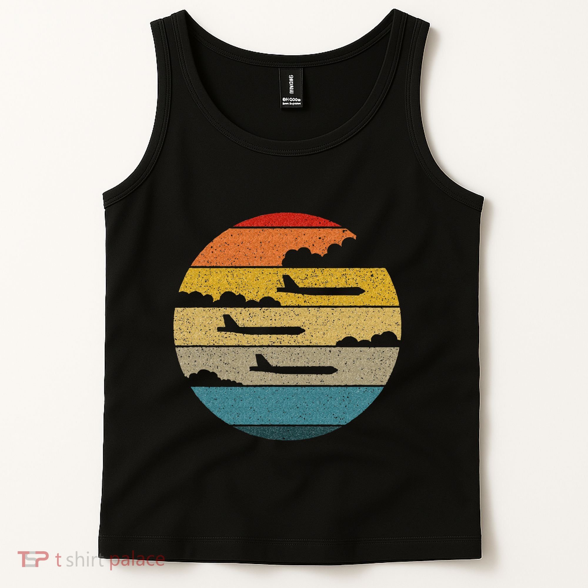 B 52 Stratofortress Silhouette Retro Sunset Airplane B52 Tank Top
