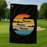 B 52 Stratofortress Silhouette Retro Sunset Airplane B52 Golf Towel thumb 1