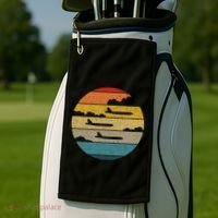 B 52 Stratofortress Silhouette Retro Sunset Airplane B52 Golf Towel thumb 2