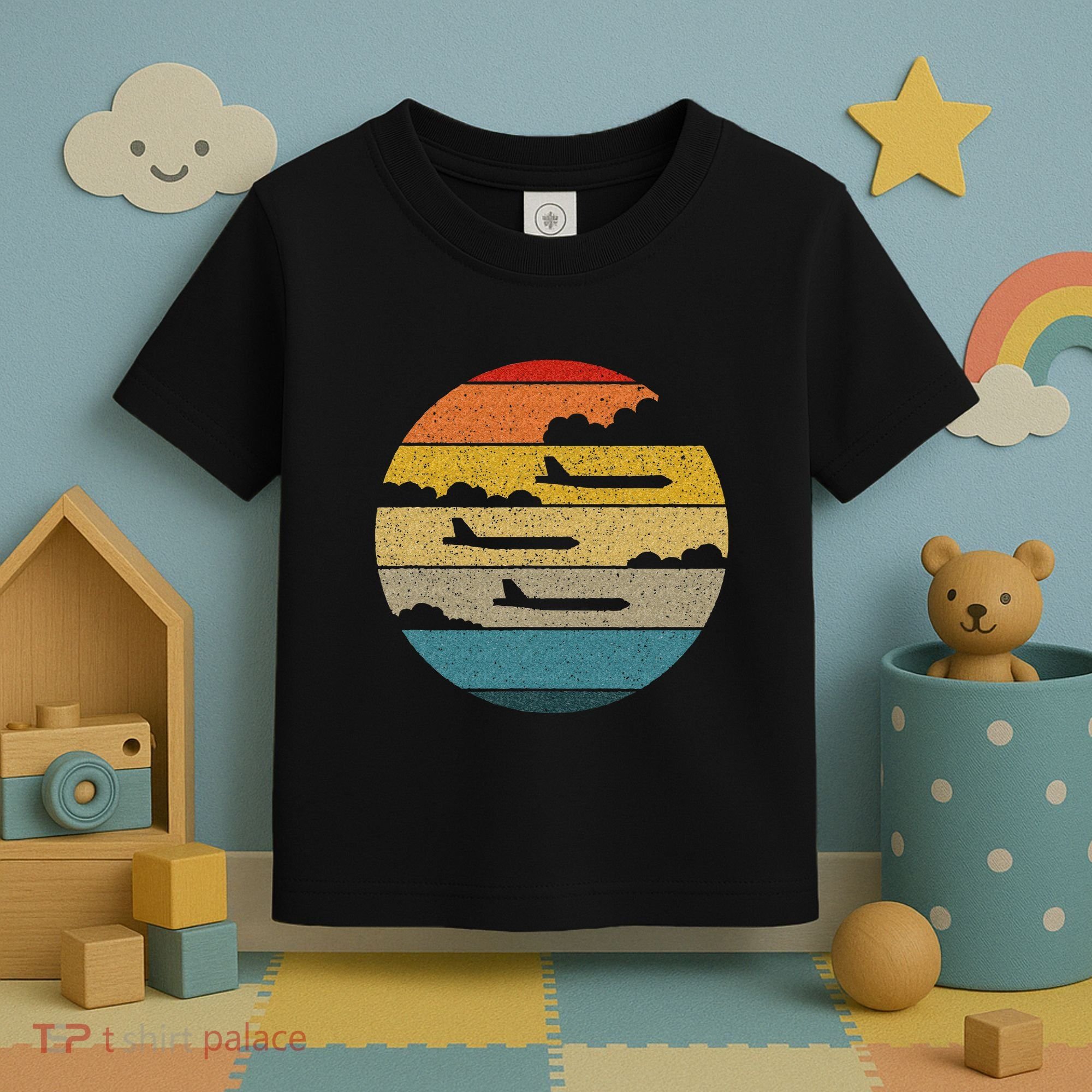 B 52 Stratofortress Silhouette Retro Sunset Airplane B52 Toddler T-Shirt