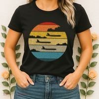 B 52 Stratofortress Silhouette Retro Sunset Airplane B52 Women's T-Shirt thumb 2
