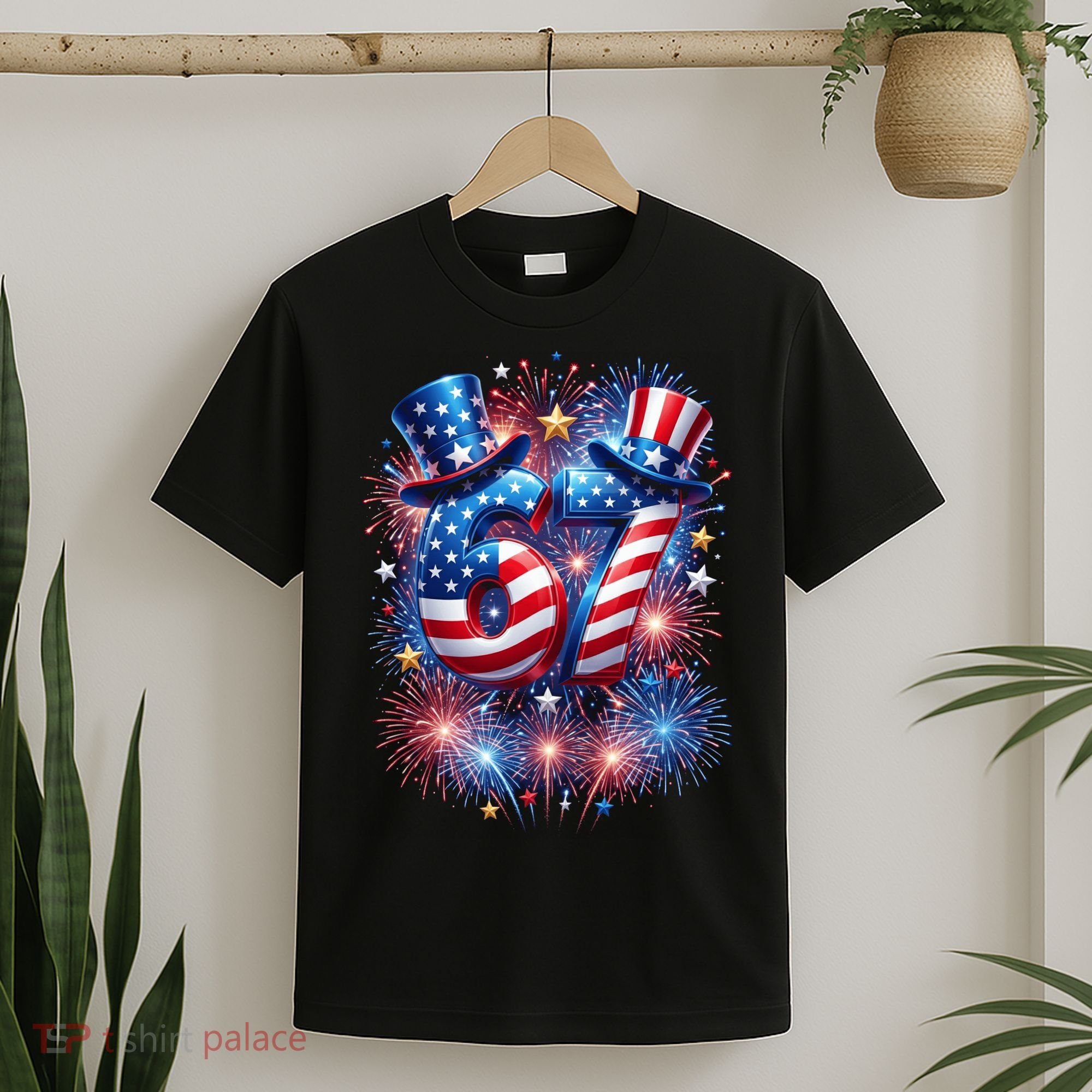 Birthday 67 American Flag 6-7 Meme USA 4th Of July America  T-Shirt