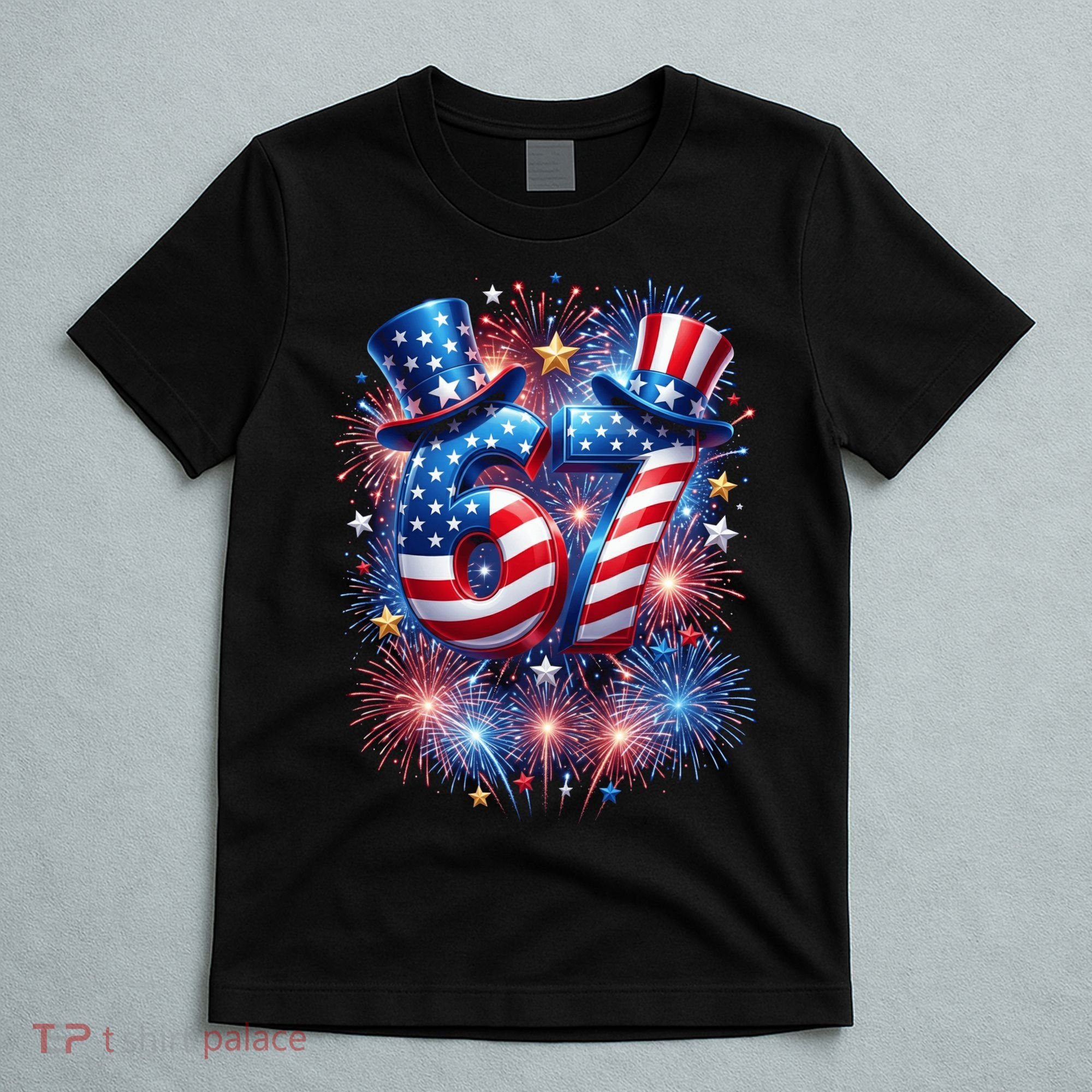 Birthday 67 American Flag 6-7 Meme USA 4th Of July America  T-Shirt