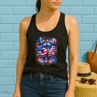 Birthday 67 American Flag 6-7 Meme USA 4th Of July America  Women's Tank Top thumb 2