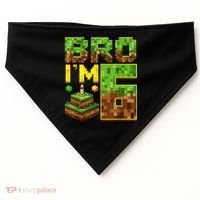 Boy 6th Birthday Boy Bro I’M 6 Year Old Gamer Pixel USA-Made Doggie Bandana thumb 0