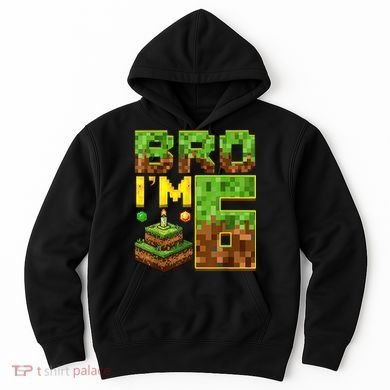 Boy 6th Birthday Boy Bro I’M 6 Year Old Gamer Pixel Hoodie