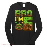 Boy 6th Birthday Boy Bro I’M 6 Year Old Gamer Pixel Long Sleeve Shirt thumb 0