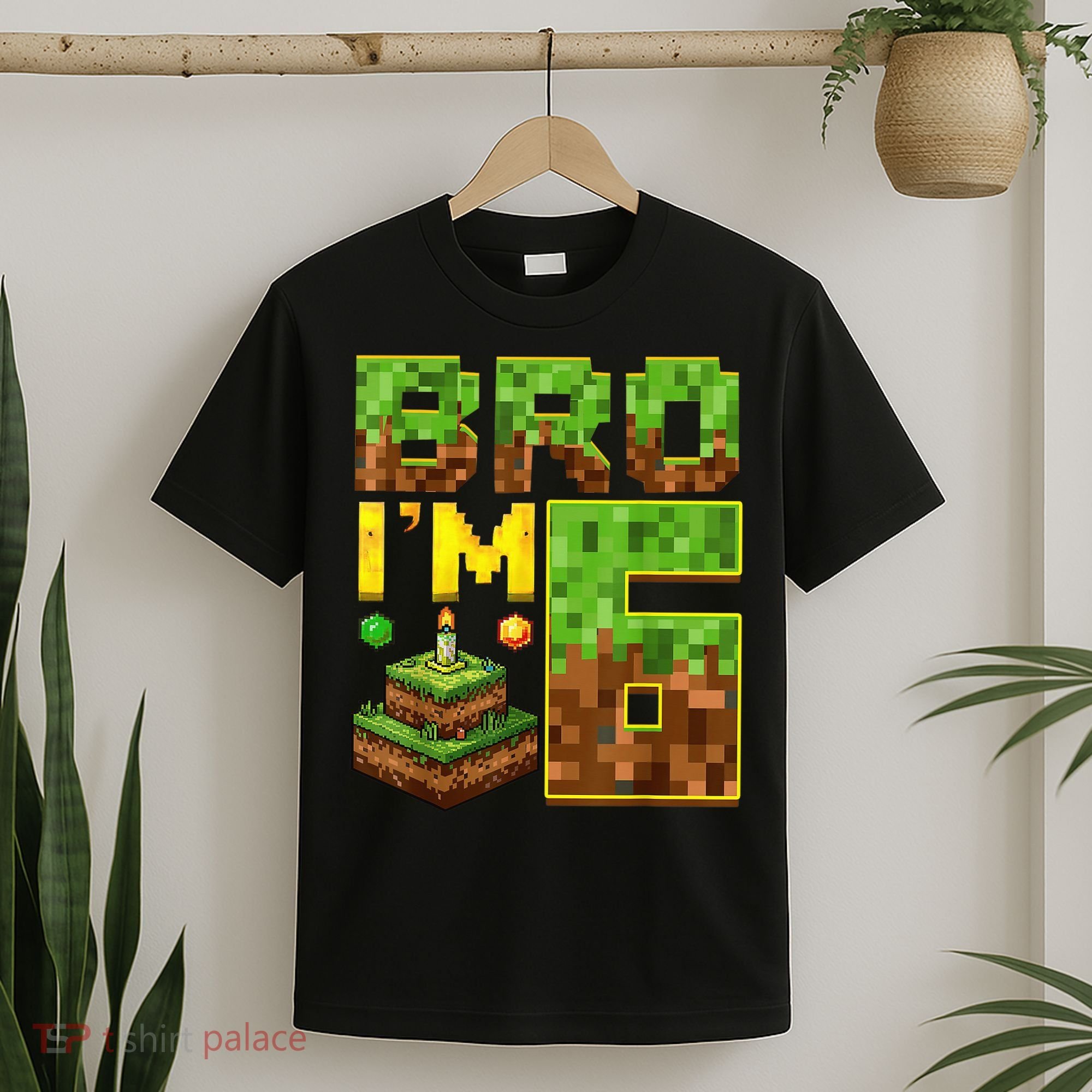 Boy 6th Birthday Boy Bro I’M 6 Year Old Gamer Pixel T-Shirt