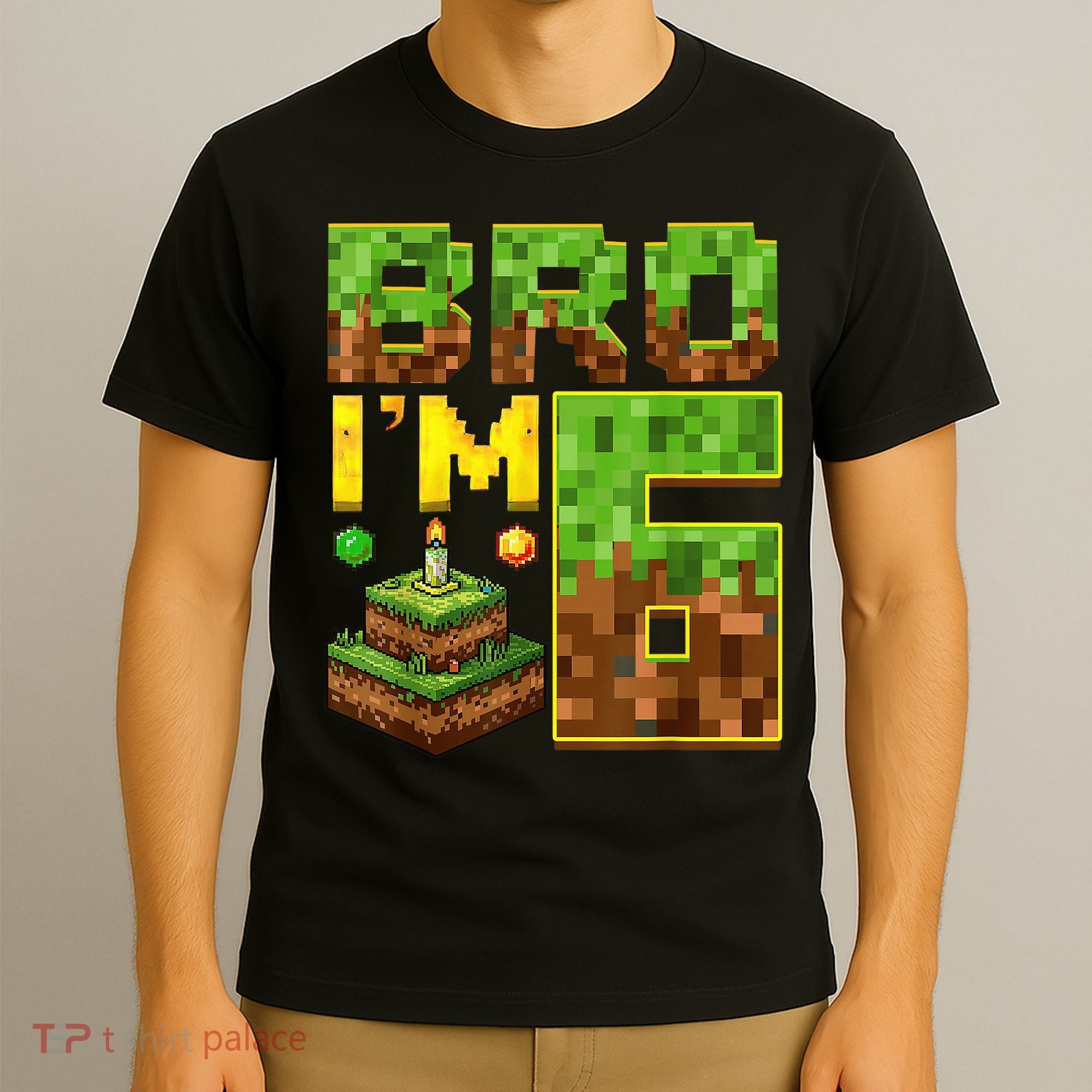 Boy 6th Birthday Boy Bro I’M 6 Year Old Gamer Pixel T-Shirt