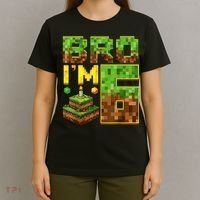 Boy 6th Birthday Boy Bro I’M 6 Year Old Gamer Pixel T-Shirt thumb 4