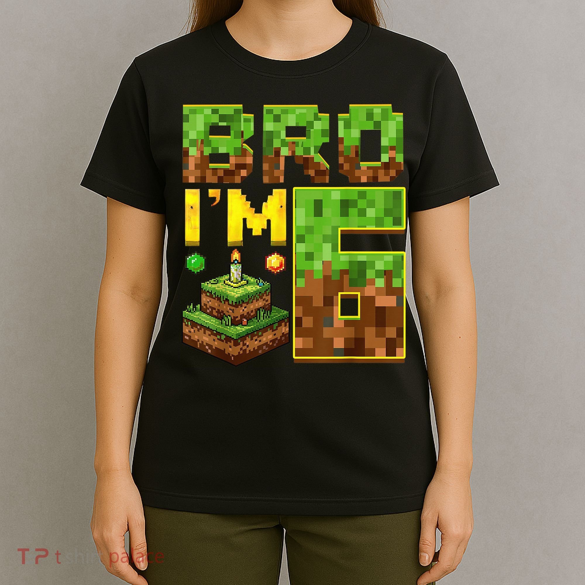 Boy 6th Birthday Boy Bro I’M 6 Year Old Gamer Pixel T-Shirt