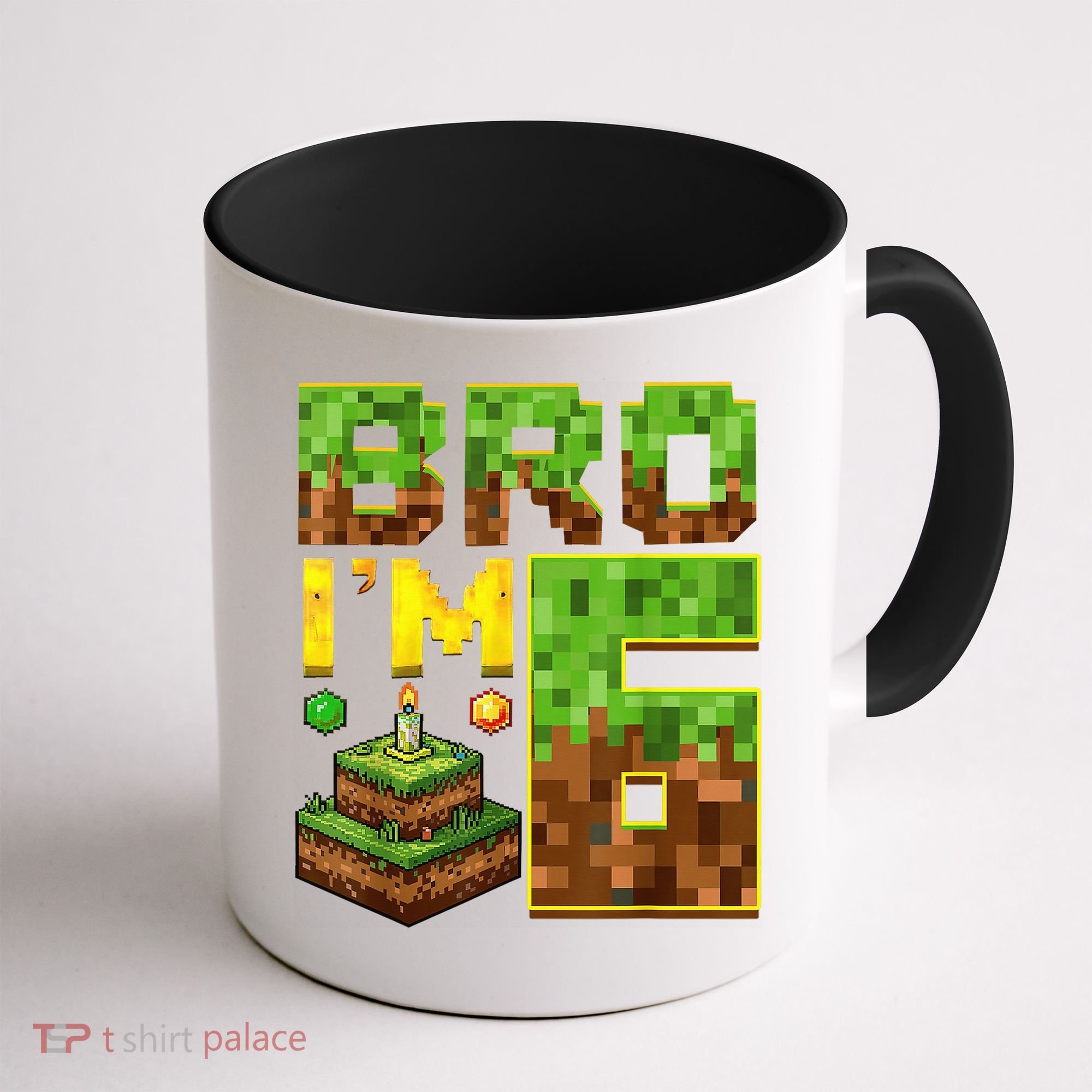 Boy 6th Birthday Boy Bro I’M 6 Year Old Gamer Pixel Coffee Mug