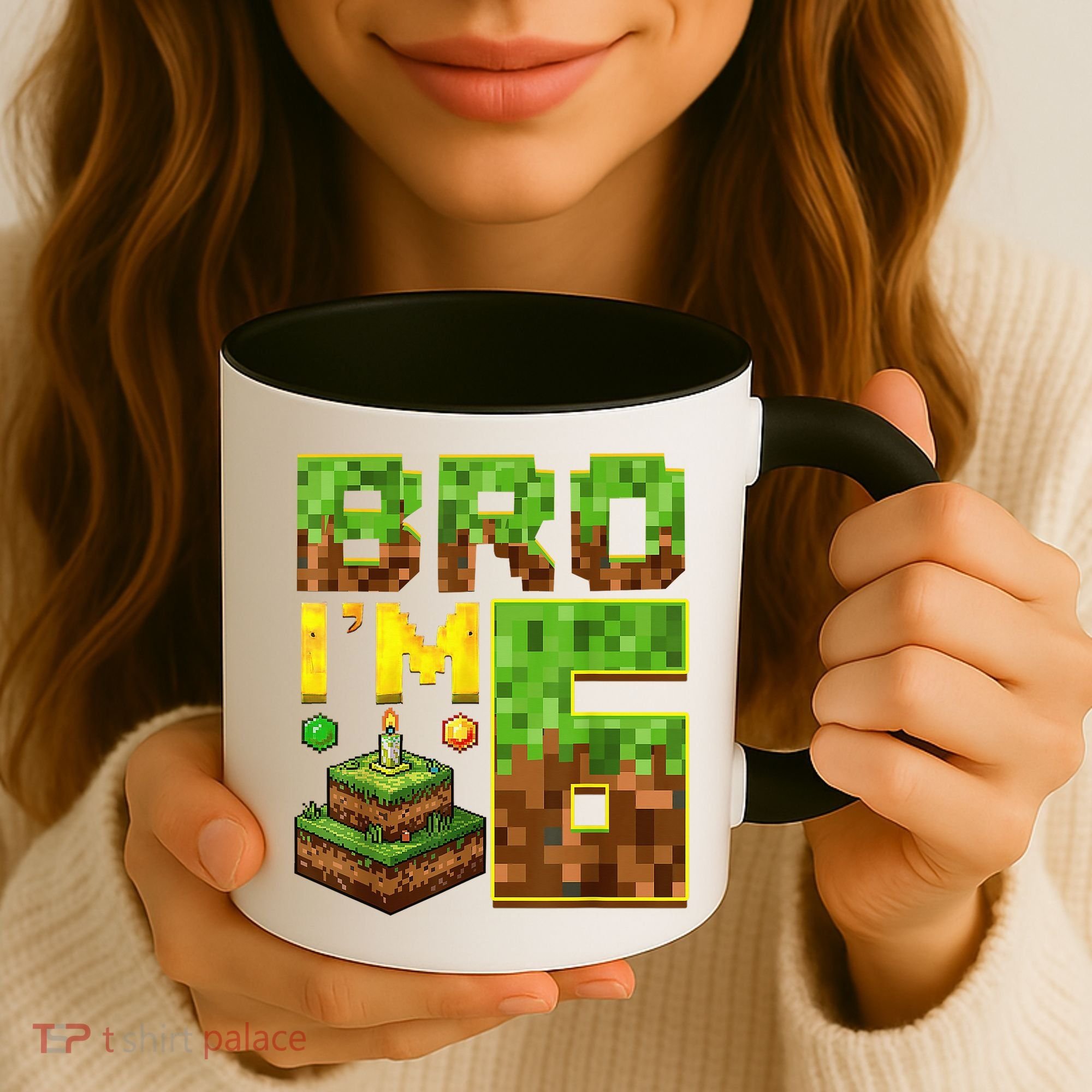 Boy 6th Birthday Boy Bro I’M 6 Year Old Gamer Pixel Coffee Mug