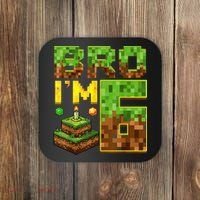Boy 6th Birthday Boy Bro I’M 6 Year Old Gamer Pixel Coaster thumb 0