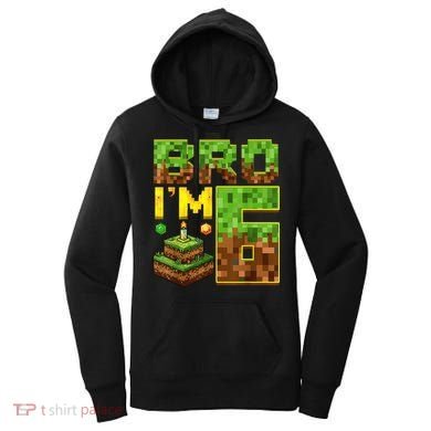 Boy 6th Birthday Boy Bro I’M 6 Year Old Gamer Pixel Women's Hoodie
