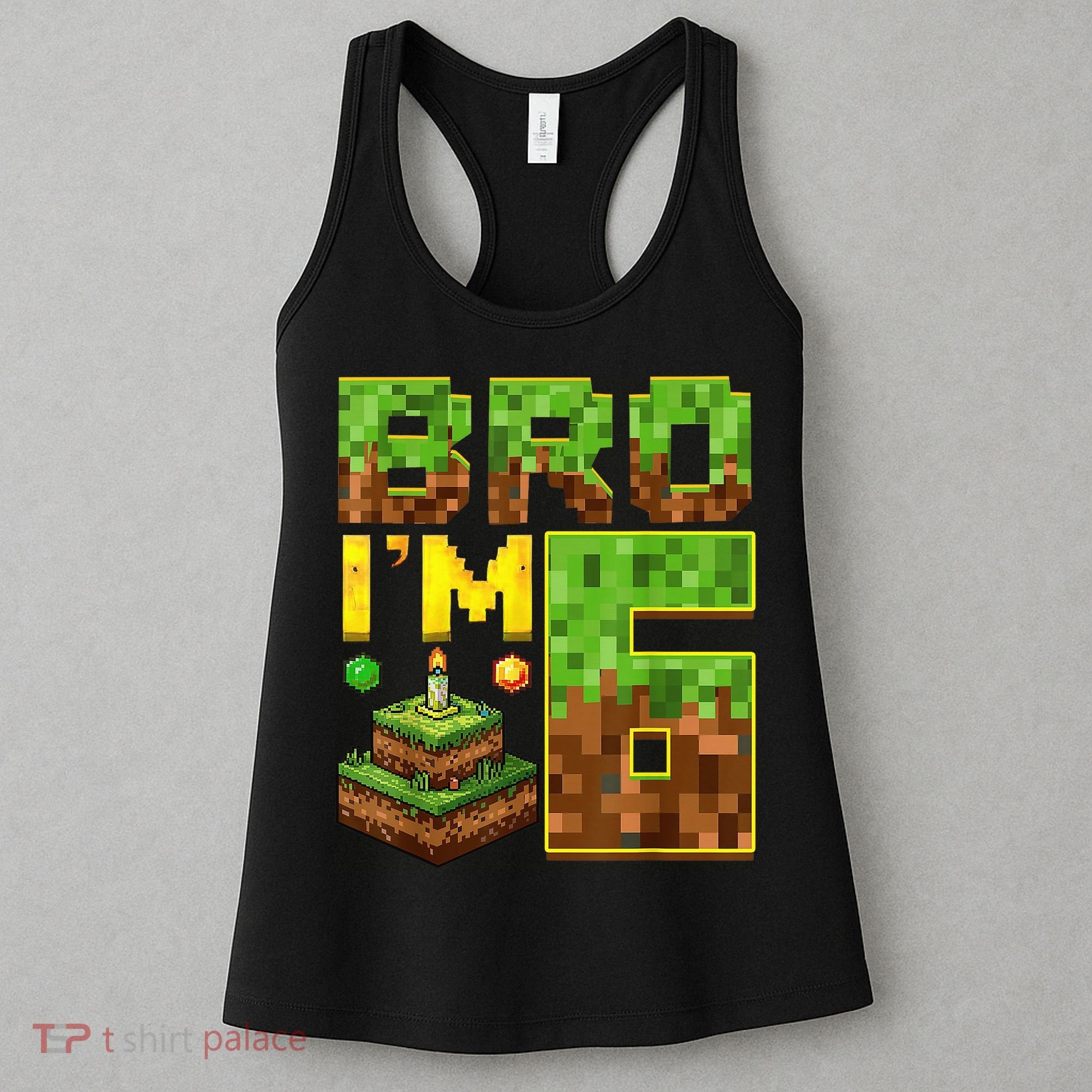 Boy 6th Birthday Boy Bro I’M 6 Year Old Gamer Pixel Women's Tank Top