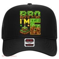 Boy 6th Birthday Boy Bro I’M 6 Year Old Gamer Pixel Hat thumb 0