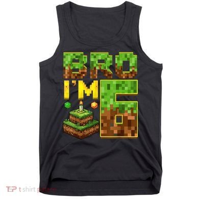 Boy 6th Birthday Boy Bro I’M 6 Year Old Gamer Pixel Tank Top