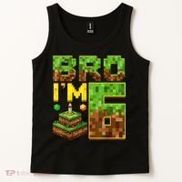 Boy 6th Birthday Boy Bro I’M 6 Year Old Gamer Pixel Tank Top thumb 2