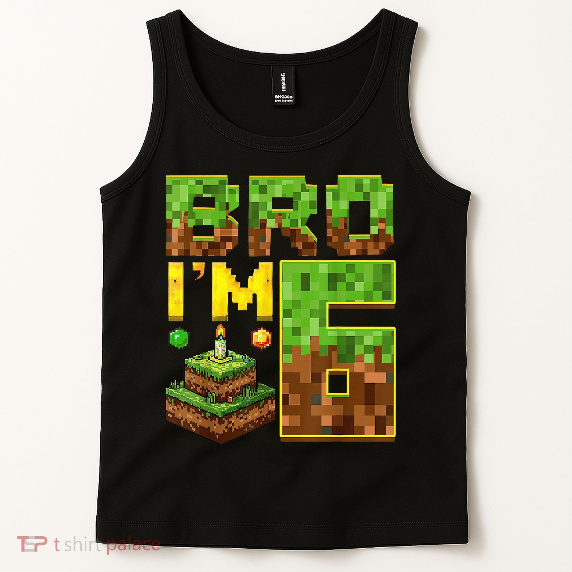 Boy 6th Birthday Boy Bro I’M 6 Year Old Gamer Pixel Tank Top