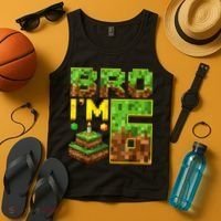 Boy 6th Birthday Boy Bro I’M 6 Year Old Gamer Pixel Tank Top thumb 4