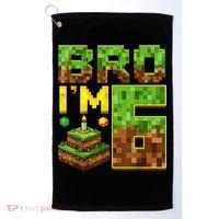 Boy 6th Birthday Boy Bro I’M 6 Year Old Gamer Pixel Golf Towel thumb 0