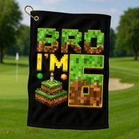 Boy 6th Birthday Boy Bro I’M 6 Year Old Gamer Pixel Golf Towel thumb 1
