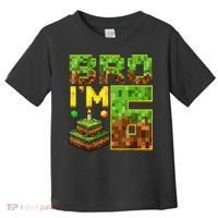 Boy 6th Birthday Boy Bro I’M 6 Year Old Gamer Pixel Toddler T-Shirt thumb 0